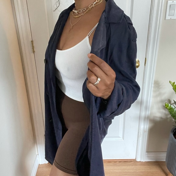 TOPSHOP | Oversized Navy Blue Trench | Size 10 - Picture 6 of 13